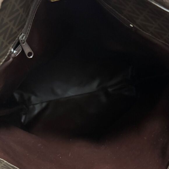 NWOT Mario Valentino Brown Logo Coated Canvas Tote Bag with Shoulder Strap. - Picture 8 of 10